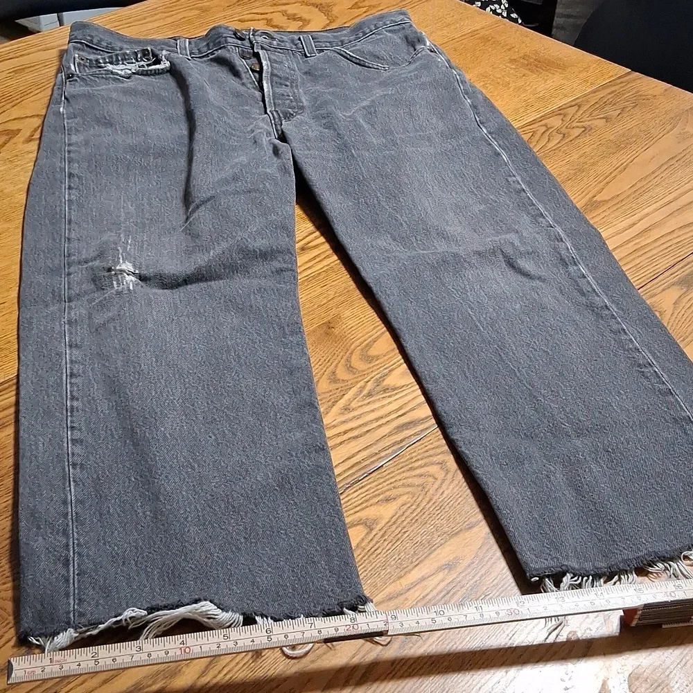 LEVI'S STRAUSS 501 Jeans Mens 34 x 30 BLACK STRAIGHT WIDE LEGS ? Used USA